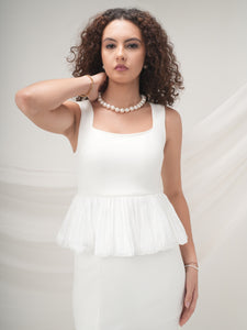 Victoria - Black Peplum Slit Dress