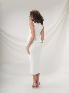 Victoria - Black Peplum Slit Dress