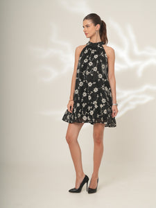 Luciana - Flora Halter Mini Dress