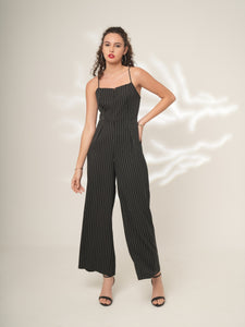 Alessia - Tailored Wide-Leg Pinstripe Jumpsuit