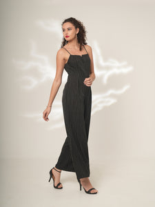 Alessia - Tailored Wide-Leg Pinstripe Jumpsuit