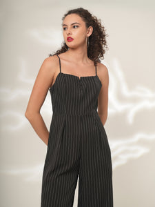 Alessia - Tailored Wide-Leg Pinstripe Jumpsuit
