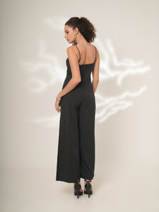 Alessia - Tailored Wide-Leg Pinstripe Jumpsuit