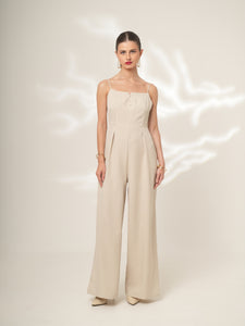Alessia - Tailored Wide-Leg Pinstripe Jumpsuit