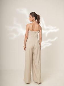 Alessia - Tailored Wide-Leg Pinstripe Jumpsuit
