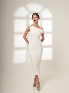 Caressa - Metallic Accent One-Shoulder Dress