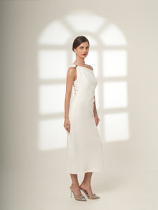 Caressa - Metallic Accent One-Shoulder Dress