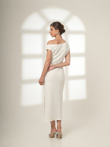 Caressa - Metallic Accent One-Shoulder Dress